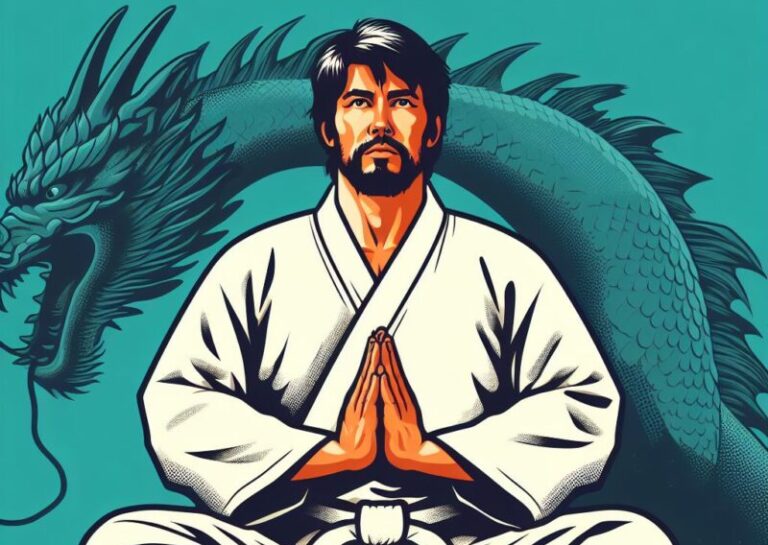 Karate master meditating